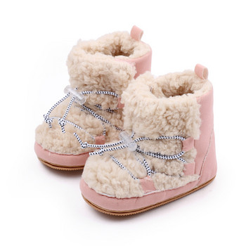 BeQeuewll Νεογέννητα Κοριτσίστικα Μποτάκια Χιονιού Coral Fleece Χειμερινά χαριτωμένα μποτάκια για τον αστράγαλο Ζεστά παιδικά παπούτσια για περπάτημα για νήπια