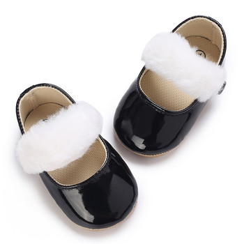 BeQeuewll Baby Girls Princess Shoes Μαλακό δέρμα PU Γούνινο συνονθύλευμα Αντιολισθητικά First Walker Shoes Παπούτσια για νήπια