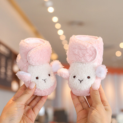 Χειμερινό νεογέννητο κοριτσάκι Αγόρι πουά Χαριτωμένα βαμβακερά παπούτσια κινουμένων σχεδίων Μαλακή σόλα συν βελούδινη ζεστή μπότες Παιδικά παπούτσια για περπάτημα για βρέφη