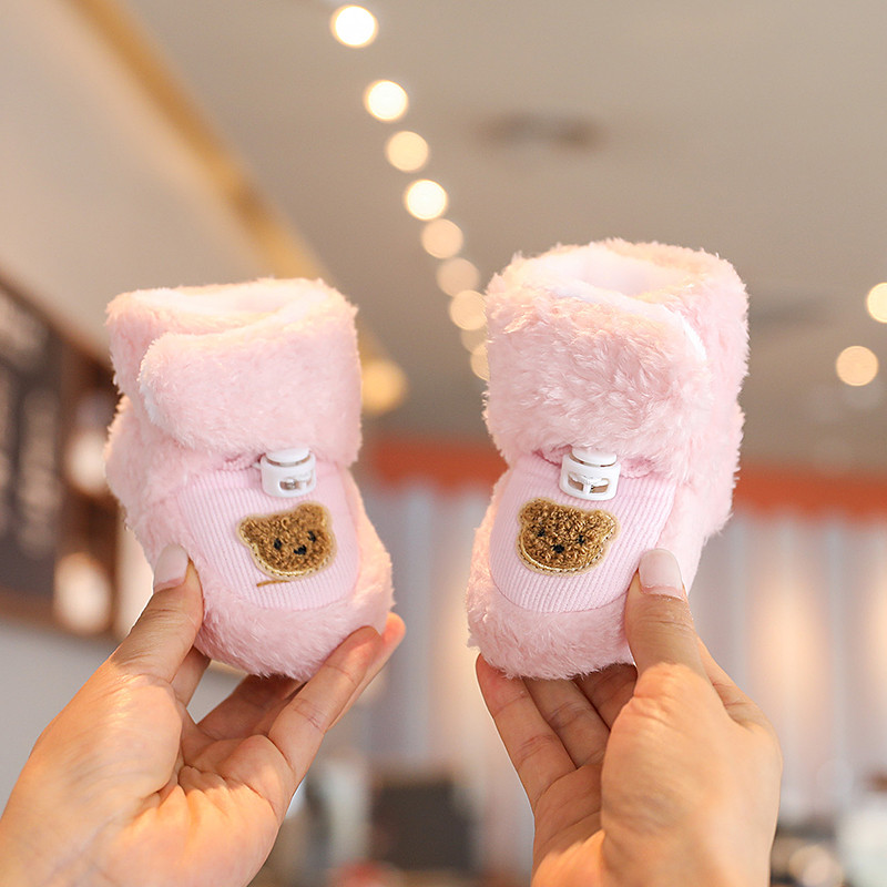 Χειμερινό νεογέννητο κοριτσάκι Αγόρι πουά Χαριτωμένα βαμβακερά παπούτσια κινουμένων σχεδίων Μαλακή σόλα συν βελούδινη ζεστή μπότες Παιδικά παπούτσια για περπάτημα για βρέφη