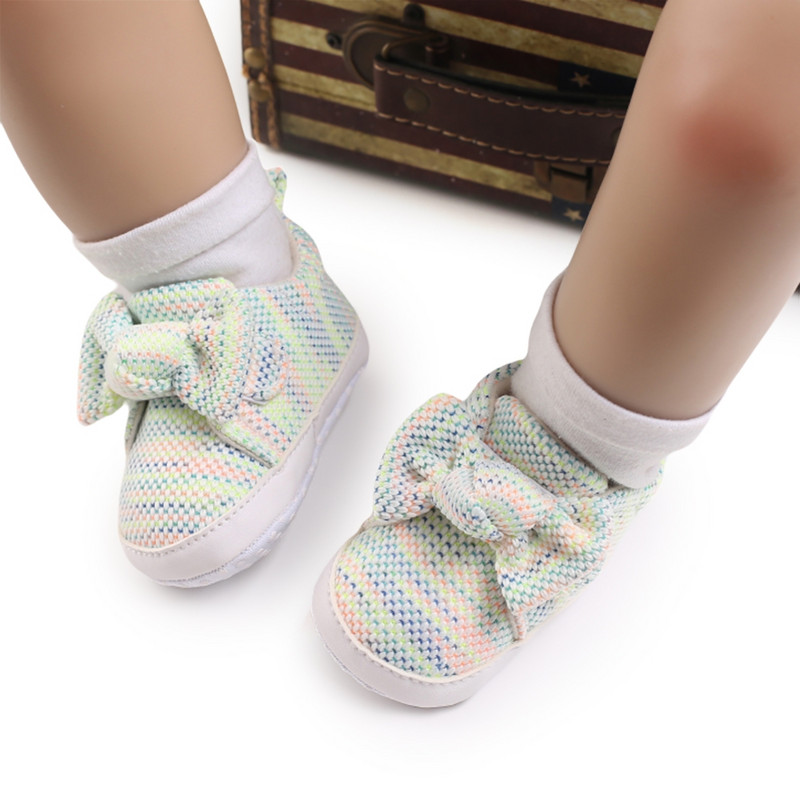 Φθινοπωρινά παιδικά παπούτσια για κοριτσάκια Βρεφικά παπούτσια με παπιγιόν για περπάτημα Άνοιξη για βρέφη Αντιολισθητική σόλα από καουτσούκ για νήπιο που αναπνέει πρώτος περιπατητής