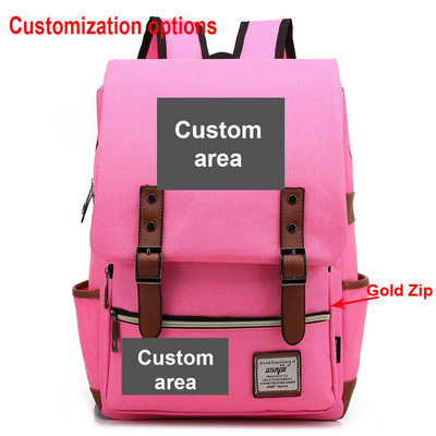 Imprimare personalizată DIY Îmi place fotografia sau logo-ul Băiat Fată Geantă de școală Adolescenți Genți de școală Pânză Femei Rucsac Bărbați Rucsac