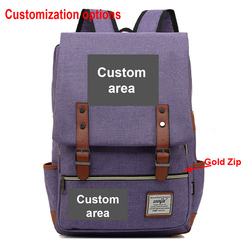 Imprimare personalizată DIY Îmi place fotografia sau logo-ul Băiat Fată Geantă de școală Adolescenți Genți de școală Pânză Femei Rucsac Bărbați Rucsac