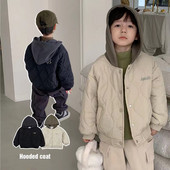 Χειμερινό βαμβακερό μπουφάν για αγόρια Νέο παιδικό βελούδινο βαμβακερό μπουφάν με κουκούλα για αγόρια παχύ βαμβακερό μπουφάν μπέιζμπολ Trend Παιδικά ρούχα