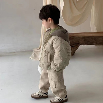 Χειμερινό βαμβακερό μπουφάν για αγόρια Νέο παιδικό βελούδινο βαμβακερό μπουφάν με κουκούλα για αγόρια παχύ βαμβακερό μπουφάν μπέιζμπολ Trend Παιδικά ρούχα