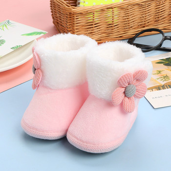 Новородени бебета Момичета Момчета Меки ботуши Плътни ботуши за сняг с помпон Бебешки бебета Затоплящи обувки за новородени Нова мода Удобни обувки