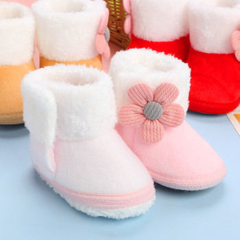 Новородени бебета Момичета Момчета Меки ботуши Плътни ботуши за сняг с помпон Бебешки бебета Затоплящи обувки за новородени Нова мода Удобни обувки