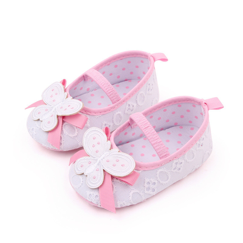Βρεφικά παπούτσια Flat παπούτσια, μαλακή σόλα Butterfly Bowknot Dots Elastic Band Αντιολισθητικά παπούτσια εσωτερικού χώρου για νήπια