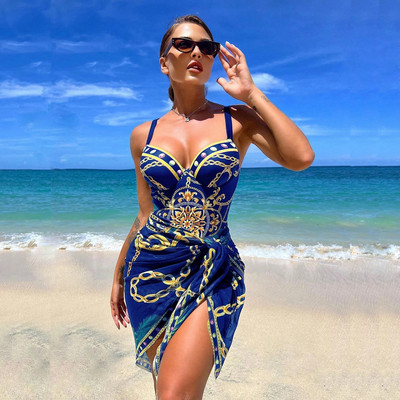 Push up jednodijelni kupaći kostim 2023. sa suknjom za plažu Kupaći kostimi s V izrezom Ženski kupaći kostim za plažu Vintage ljetni monokini