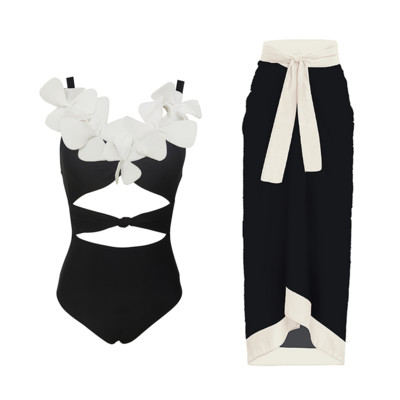 2023 One Piece μαγιό Γυναικεία μαγιό με φούστα παραλίας V λαιμόκοψη Λουλούδι Μαγιό Monokini Swim Summer