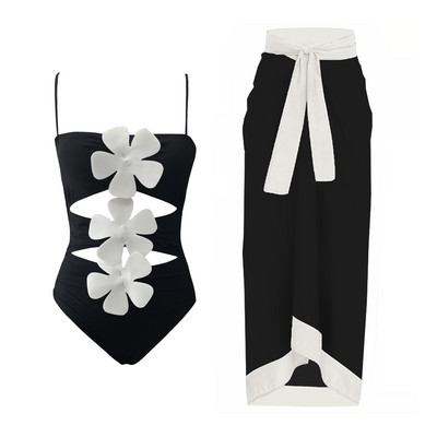 2023 One Piece μαγιό Γυναικεία μαγιό με φούστα παραλίας V λαιμόκοψη Λουλούδι Μαγιό Monokini Swim Summer