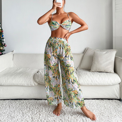 Dámske plavky s potlačou a 3 ks s prikrytými nohavicami z roku 2023, plavky s uzlom a bandážou, set bikín