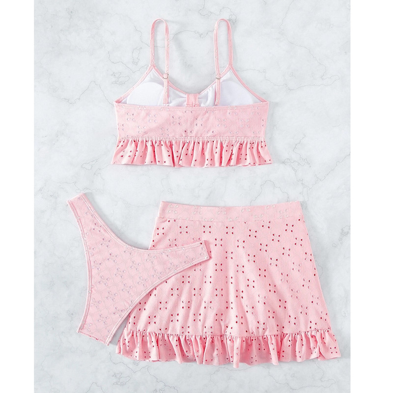 2023 3συσκευασία Μαγιό Γυναικείο μπικίνι μαγιό με φούστα παραλίας Κόμπος μαγιό Beachwear Ruffle Σετ μπικίνι δύο τεμαχίων Biquini