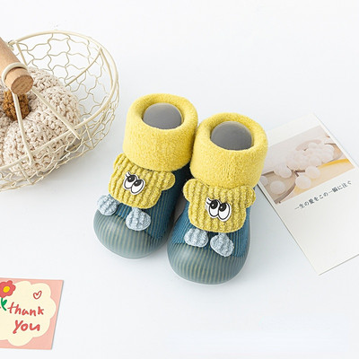 Plus βελούδινα χοντρά παιδικά παπούτσια για νεογέννητο κοριτσάκι με μαλακό φθινόπωρο, χειμερινό, αντιολισθητικό μωρό αγόρι κάλτσες ζεστού δαπέδου Παπούτσια