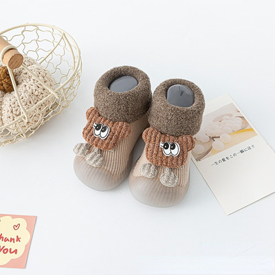 Plus βελούδινα χοντρά παιδικά παπούτσια για νεογέννητο κοριτσάκι με μαλακό φθινόπωρο, χειμερινό, αντιολισθητικό μωρό αγόρι κάλτσες ζεστού δαπέδου Παπούτσια