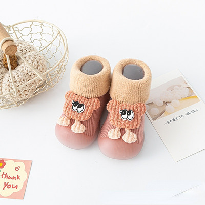 Plus βελούδινα χοντρά παιδικά παπούτσια για νεογέννητο κοριτσάκι με μαλακό φθινόπωρο, χειμερινό, αντιολισθητικό μωρό αγόρι κάλτσες ζεστού δαπέδου Παπούτσια