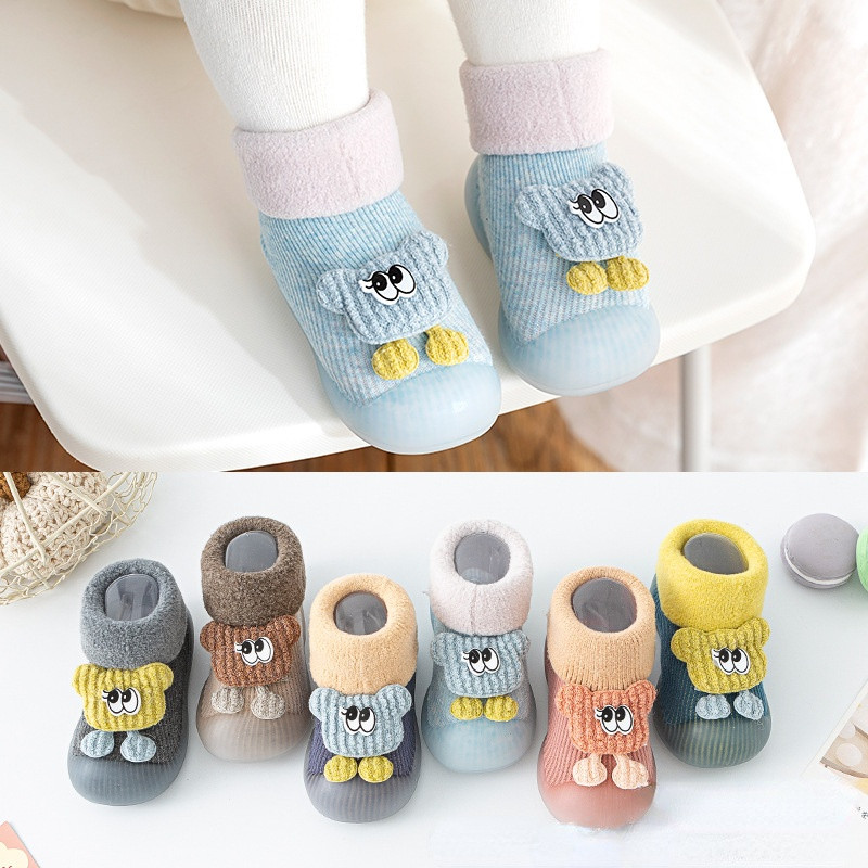 Plus βελούδινα χοντρά παιδικά παπούτσια για νεογέννητο κοριτσάκι με μαλακό φθινόπωρο, χειμερινό, αντιολισθητικό μωρό αγόρι κάλτσες ζεστού δαπέδου Παπούτσια