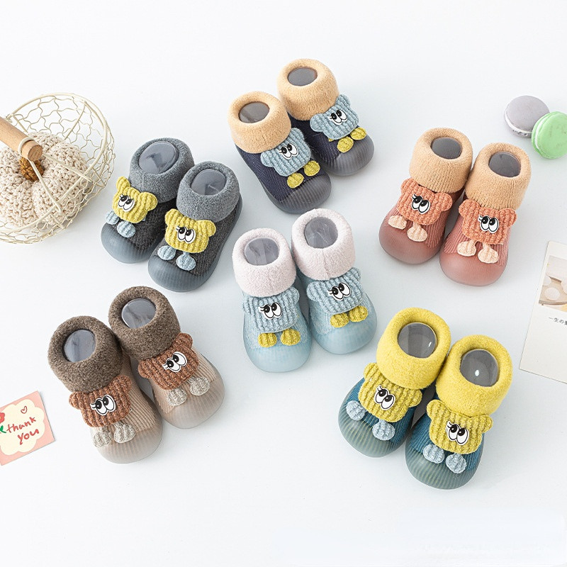 Plus βελούδινα χοντρά παιδικά παπούτσια για νεογέννητο κοριτσάκι με μαλακό φθινόπωρο, χειμερινό, αντιολισθητικό μωρό αγόρι κάλτσες ζεστού δαπέδου Παπούτσια
