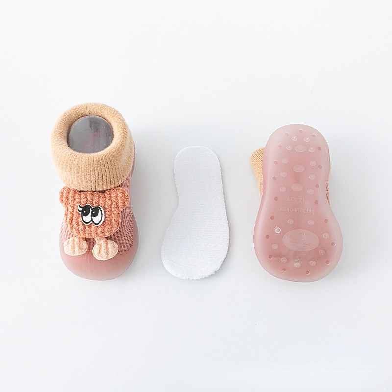 Plus βελούδινα χοντρά παιδικά παπούτσια για νεογέννητο κοριτσάκι με μαλακό φθινόπωρο, χειμερινό, αντιολισθητικό μωρό αγόρι κάλτσες ζεστού δαπέδου Παπούτσια
