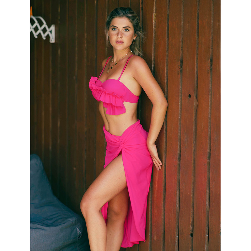 2023 3 πακέτα μπικίνι μαγιό με φούστα παραλίας, βολάν, γυναικεία καλύμματα με κρόσια, κοστούμι μαγιό Sarongs