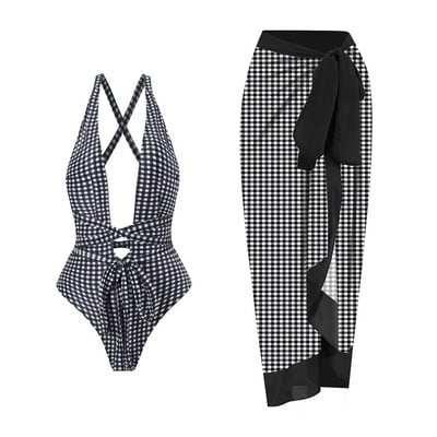 2023 V nyakú egyrészes fürdőruha Női Strandszoknya Fürdőruha Szexi mintás hát nélküli fürdőruha Monokini Beach Bodysuit nyári