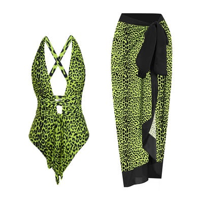 2023 V nyakú egyrészes fürdőruha Női Strandszoknya Fürdőruha Szexi mintás hát nélküli fürdőruha Monokini Beach Bodysuit nyári