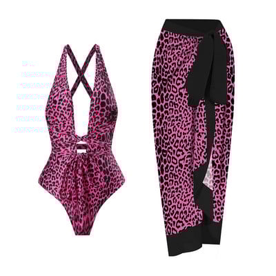 2023 V nyakú egyrészes fürdőruha Női Strandszoknya Fürdőruha Szexi mintás hát nélküli fürdőruha Monokini Beach Bodysuit nyári