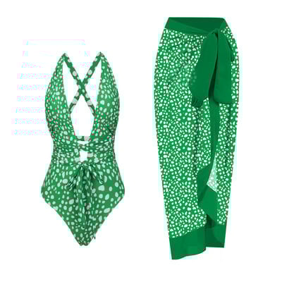 2023 V nyakú egyrészes fürdőruha Női Strandszoknya Fürdőruha Szexi mintás hát nélküli fürdőruha Monokini Beach Bodysuit nyári