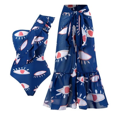 2023 V nyakú egyrészes fürdőruha Női Strandszoknya Fürdőruha Szexi mintás hát nélküli fürdőruha Monokini Beach Bodysuit nyári