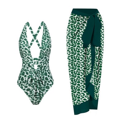 2023 V nyakú egyrészes fürdőruha Női Strandszoknya Fürdőruha Szexi mintás hát nélküli fürdőruha Monokini Beach Bodysuit nyári