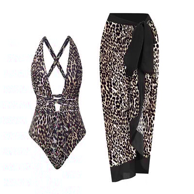 2023 V nyakú egyrészes fürdőruha Női Strandszoknya Fürdőruha Szexi mintás hát nélküli fürdőruha Monokini Beach Bodysuit nyári