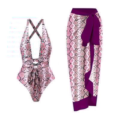 2023 V nyakú egyrészes fürdőruha Női Strandszoknya Fürdőruha Szexi mintás hát nélküli fürdőruha Monokini Beach Bodysuit nyári