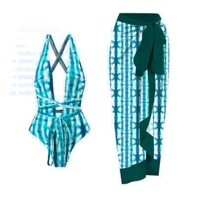 2023 V nyakú egyrészes fürdőruha Női Strandszoknya Fürdőruha Szexi mintás hát nélküli fürdőruha Monokini Beach Bodysuit nyári