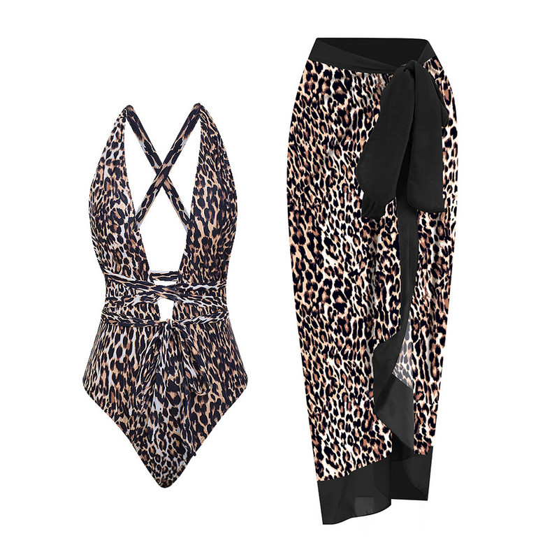 2023 V nyakú egyrészes fürdőruha Női Strandszoknya Fürdőruha Szexi mintás hát nélküli fürdőruha Monokini Beach Bodysuit nyári