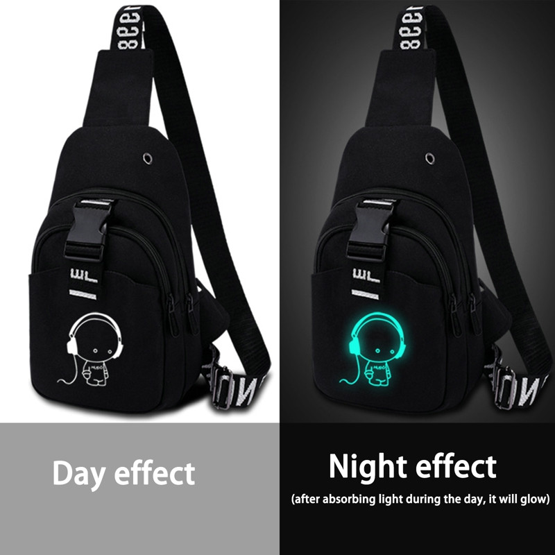ΝΕΑ USB φορτισμένη τσάντα ώμου Αδιάβροχη πολυλειτουργική αντανακλαστική ανδρική τσάντα στήθους Μόδα τσάντα ταξιδιού χιαστί αντικλεπτική