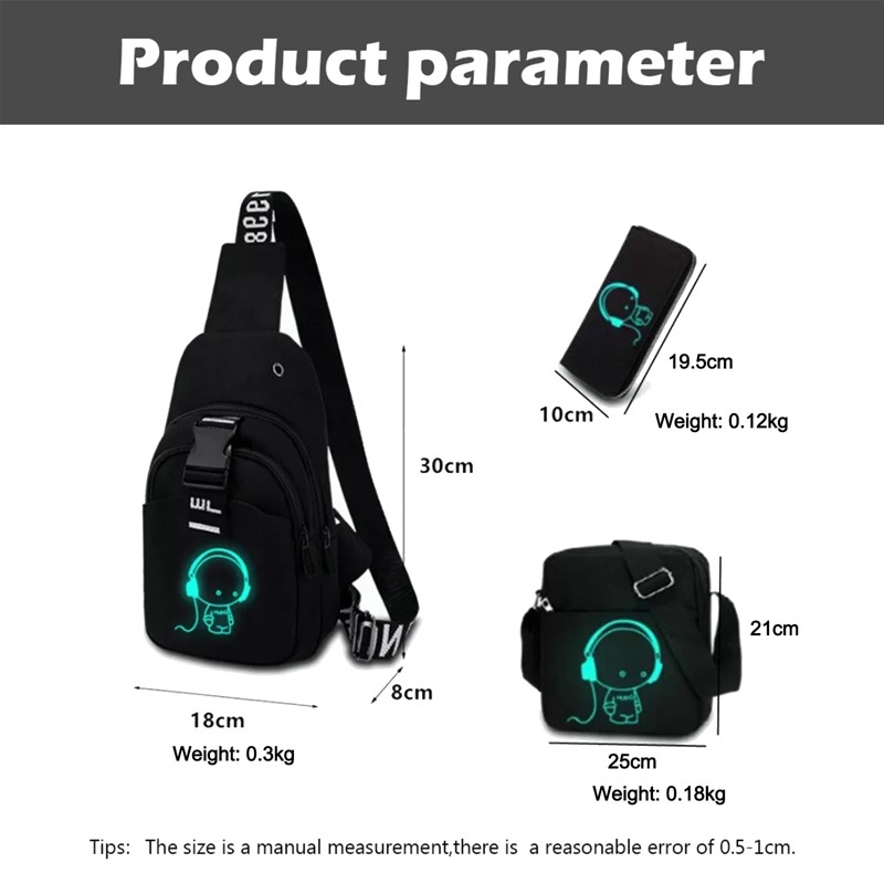 ΝΕΑ USB φορτισμένη τσάντα ώμου Αδιάβροχη πολυλειτουργική αντανακλαστική ανδρική τσάντα στήθους Μόδα τσάντα ταξιδιού χιαστί αντικλεπτική