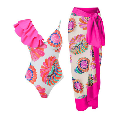 Bikini alb nou 2023, cu fustă de plajă, pentru femei, costum de baie în două piese, costum de baie pentru plajă, costume de baie Biquinis