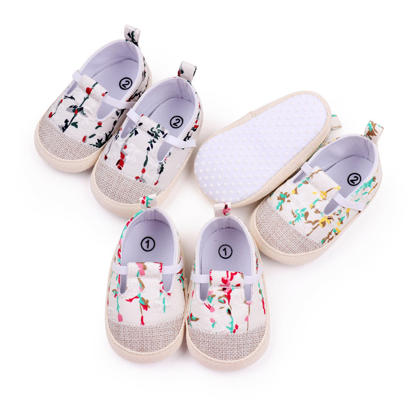 Νεογέννητα παιδικά παπούτσια για κορίτσια Μόδα Χαριτωμένα παιδικά παπούτσια καμβά για κοριτσάκι Βρεφικά παπούτσια μαλακή σόλα Baby First Walkers Zapatos Bebe