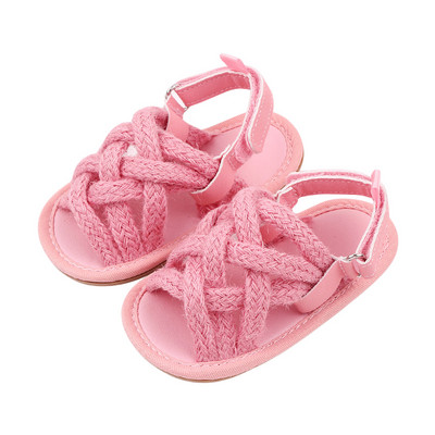Βρεφικά κοριτσάκια Σανδάλια από σχοινί κάνναβης Αντιολισθητικά παπούτσια που αναπνέουν εξωτερική παντόφλα παραλίας Παπούτσια First Walkers για βρέφη
