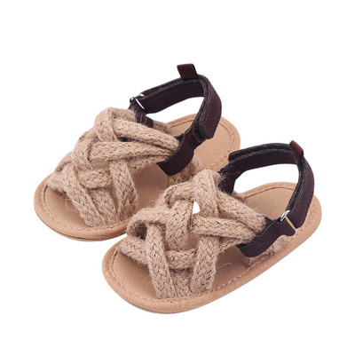Βρεφικά κοριτσάκια Σανδάλια από σχοινί κάνναβης Αντιολισθητικά παπούτσια που αναπνέουν εξωτερική παντόφλα παραλίας Παπούτσια First Walkers για βρέφη