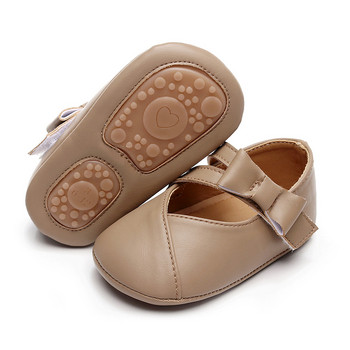 0-18M Бебешки обувки за момичета Mary Jane Едноцветни плоски обувки с панделка Ежедневни обувки за ходене за новородено бебе