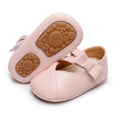0-18 εκατομμυρίων κοριτσιών Mary Jane Παπούτσια μονόχρωμα Bowknot Princess Flats Casual παπούτσια για περπάτημα για νεογέννητο βρέφος