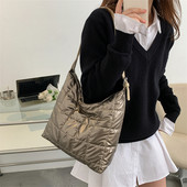 Χειμερινή καπιτονέ βαμβακερή γυναικεία τσάντα ώμου Τσάντες casual tote Μεγάλης χωρητικότητας Μαλακές τσάντες γυναικείες τσάντες μασχάλης Πορτοφόλια και τσάντες