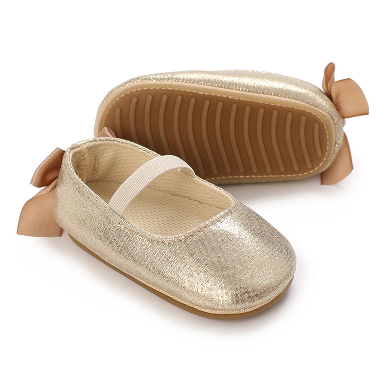 0-18M dievčenské princeznovské topánky, jednofarebné mašľové ploché topánky na ležérnu chôdzu pre novorodencov a batoľatá