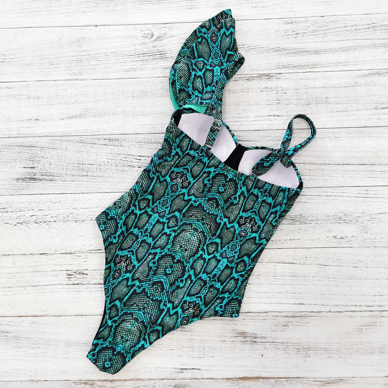 Seksikas ussinahast mustriga ühes tükis ujumistrikoo 2023, uus volangidega kõva pakk koos alustraadiga ujumisriietega Naiste Monokini seljata rannariided