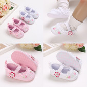 Princess Baby Shoes Φθινοπωρινά άνοιξη για βρέφη Βρεφικά λουλουδάτα στάμπα δαντέλα βολάν First Walkers Νεογέννητα μαλακά βαμβακερά casual παπούτσια
