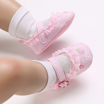 Бебешки обувки на принцеса, есен, пролет, бебешки флорални щампи, дантелени волани, първи проходилки, меки памучни ежедневни обувки за новородени