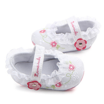 Princess Baby Shoes Φθινοπωρινά άνοιξη για βρέφη Βρεφικά λουλουδάτα στάμπα δαντέλα βολάν First Walkers Νεογέννητα μαλακά βαμβακερά casual παπούτσια