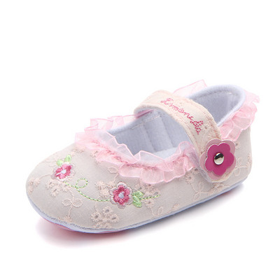 Princess Baby Shoes Φθινοπωρινά άνοιξη για βρέφη Βρεφικά λουλουδάτα στάμπα δαντέλα βολάν First Walkers Νεογέννητα μαλακά βαμβακερά casual παπούτσια