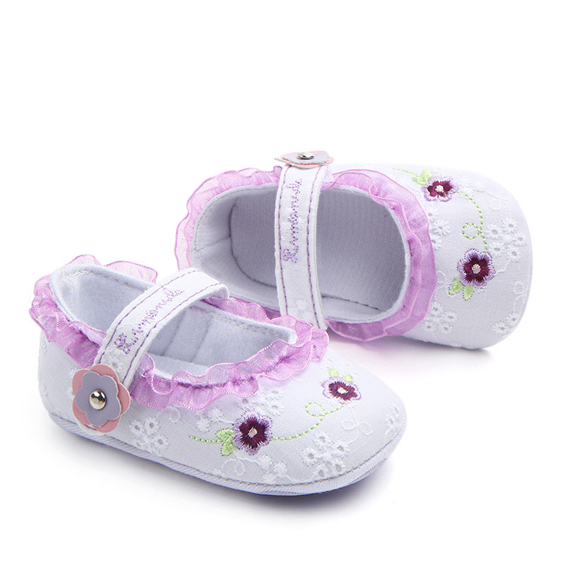 Princess Baby Shoes Φθινοπωρινά άνοιξη για βρέφη Βρεφικά λουλουδάτα στάμπα δαντέλα βολάν First Walkers Νεογέννητα μαλακά βαμβακερά casual παπούτσια